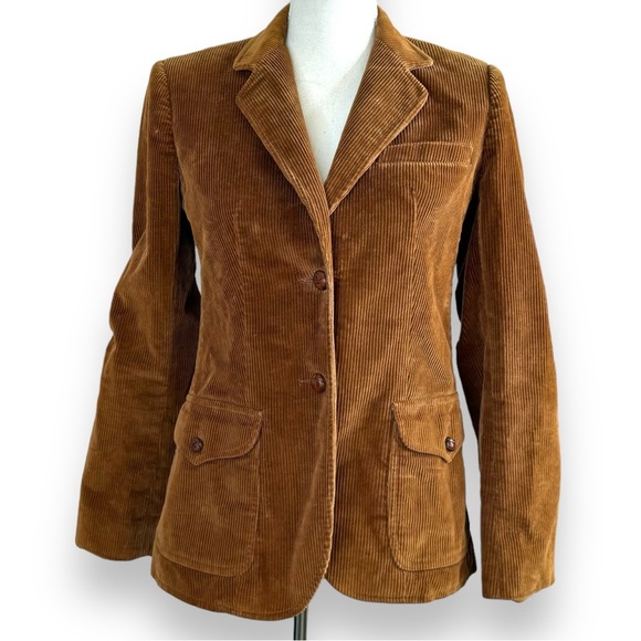 Vintage | The Villager Tan Corduroy 2 Piece Skirt Suit Blazer 1970s Union Made - Picture 5 of 12